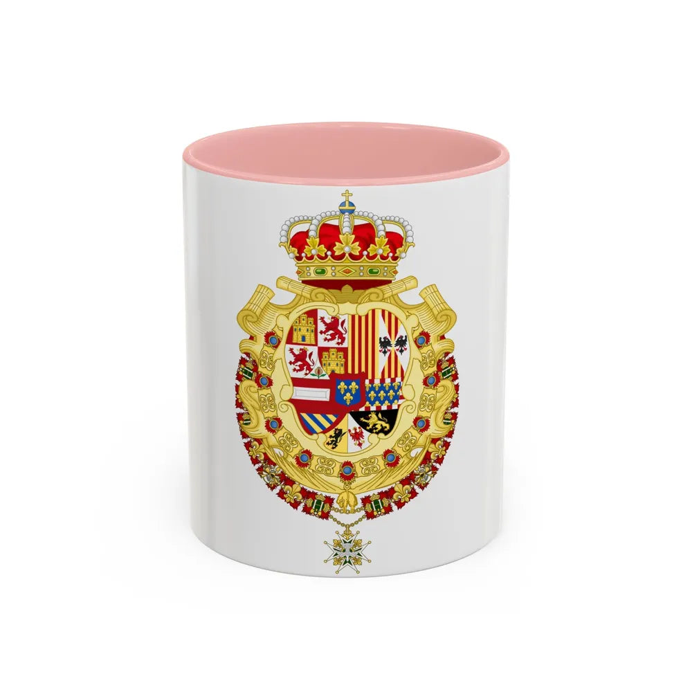 Royal Greater Coat of Arms of Spain (1700-1761) - Accent Coffee Mug 11oz Pink - Go Mug Yourself