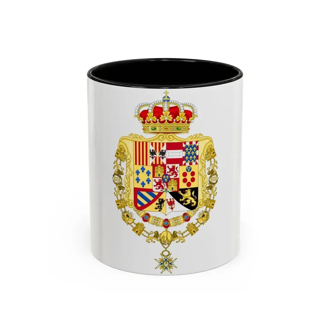 Royal Greater Coat of Arms of Spain (1761-1868 and 1874-1931) - Accent Coffee Mug 11oz Black - Go Mug Yourself