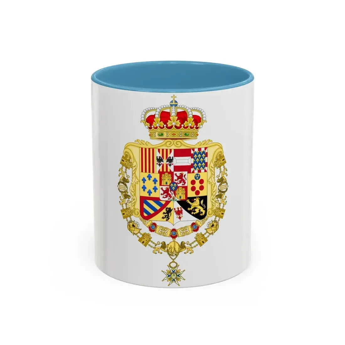 Royal Greater Coat of Arms of Spain (1761-1868 and 1874-1931) - Accent Coffee Mug 11oz Light Blue - Go Mug Yourself