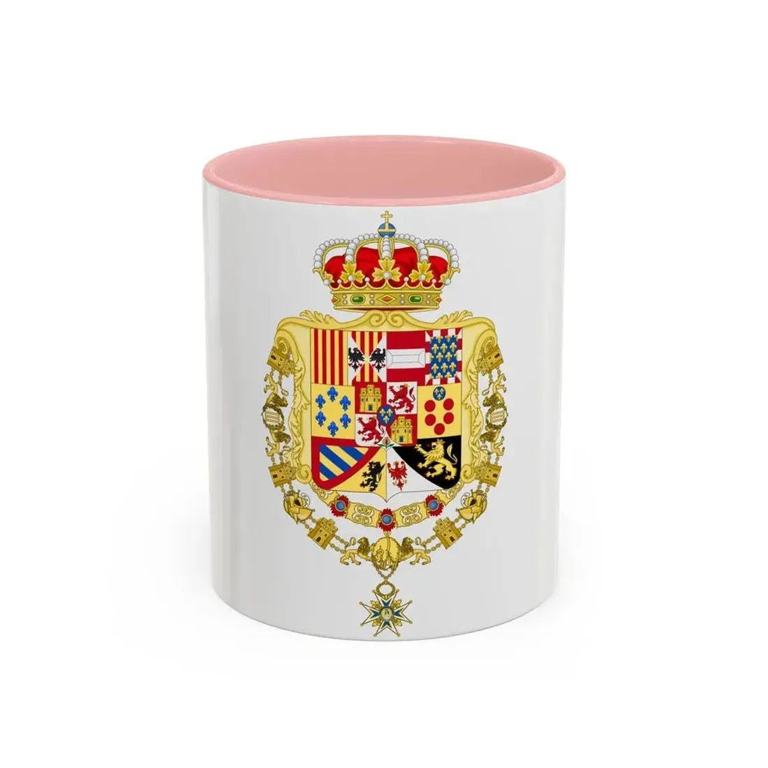 Royal Greater Coat of Arms of Spain (1761-1868 and 1874-1931) - Accent Coffee Mug 11oz Pink - Go Mug Yourself