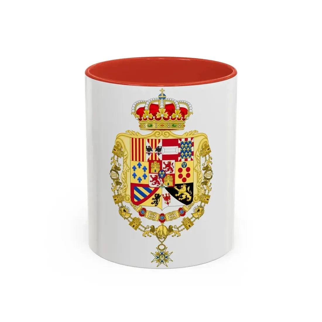 Royal Greater Coat of Arms of Spain (1761-1868 and 1874-1931) - Accent Coffee Mug 11oz Red - Go Mug Yourself