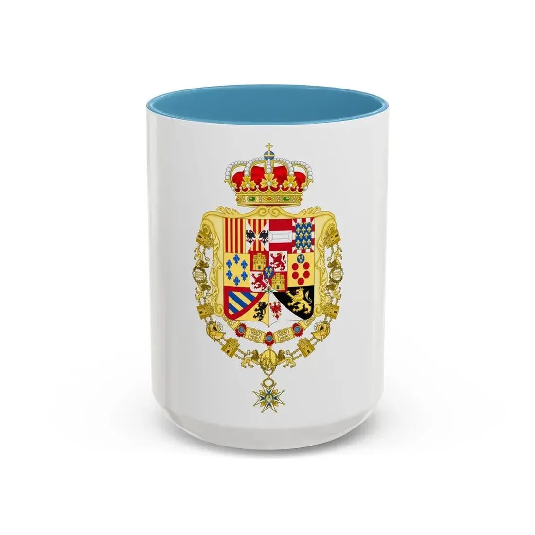 Royal Greater Coat of Arms of Spain (1761-1868 and 1874-1931) - Accent Coffee Mug 15oz Light Blue - Go Mug Yourself