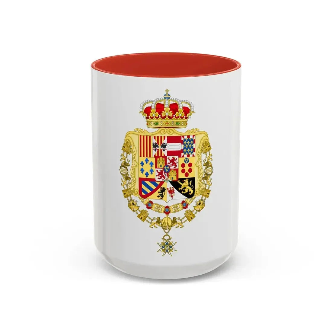 Royal Greater Coat of Arms of Spain (1761-1868 and 1874-1931) - Accent Coffee Mug 15oz Red - Go Mug Yourself