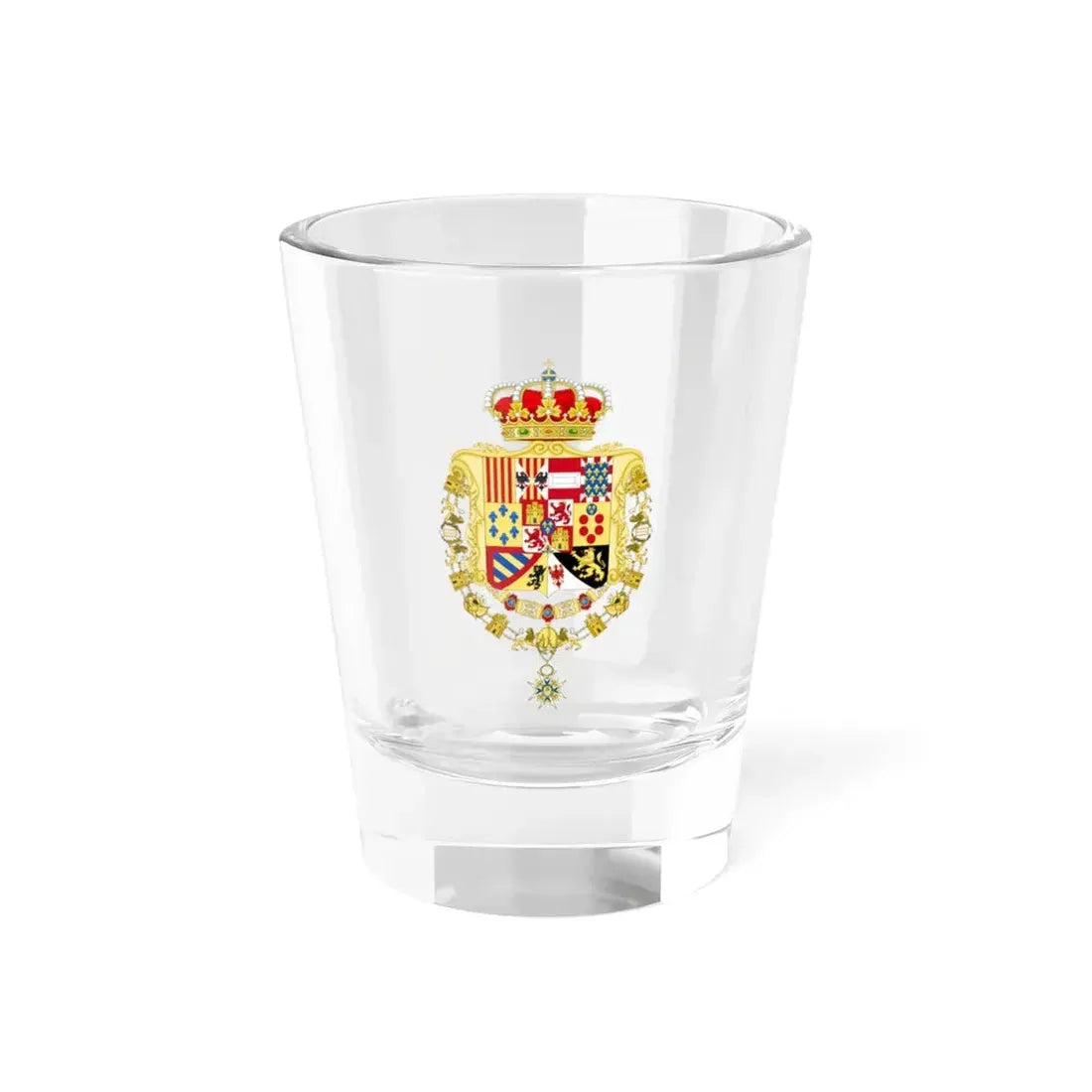 Royal Greater Coat of Arms of Spain (1761-1868 and 1874-1931) - Shot Glass 1.5oz 1.5oz - Go Mug Yourself