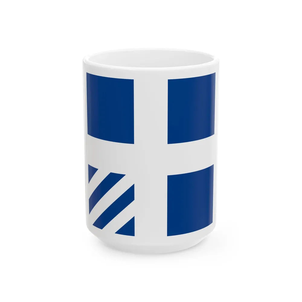 Royal Greek Navy Rear Admiral Flag (Greece) White Coffee Mug 15oz - Go Mug Yourself