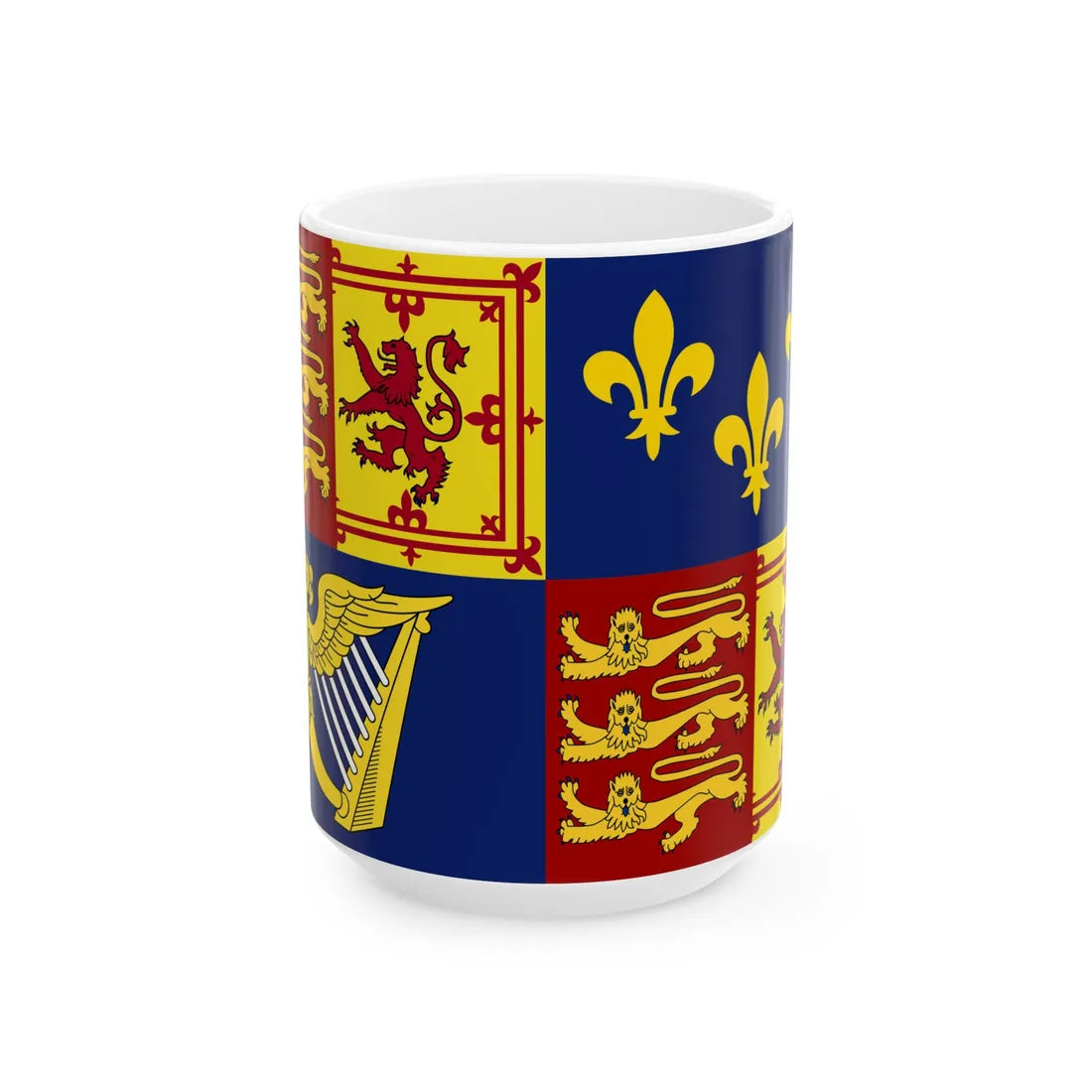 Royal Standard of Great Britain 1707-1714 (Ireland) White Coffee Mug 15oz - Go Mug Yourself