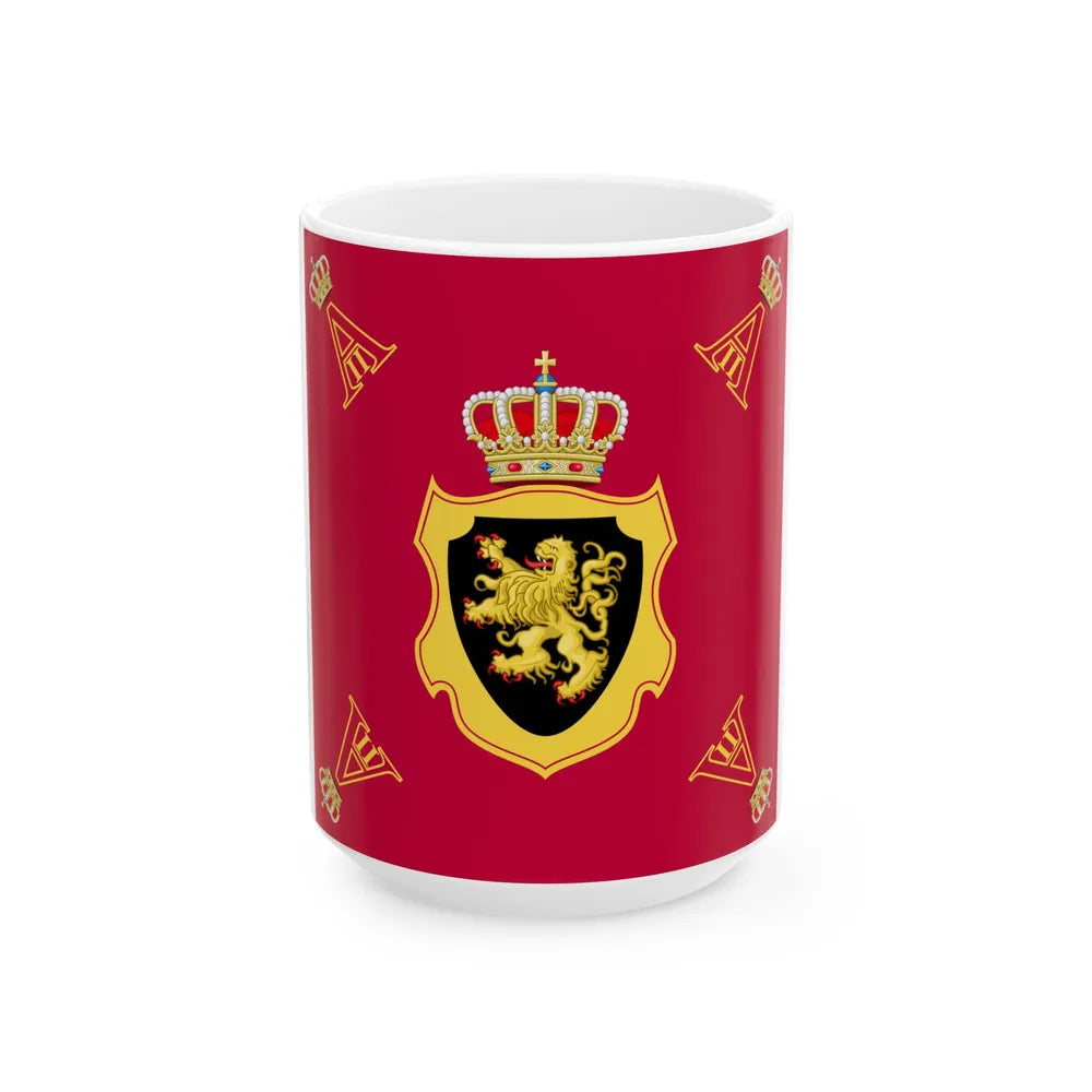 Royal Standard of King Albert II of Belgium (Belgium) White Coffee Mug 15oz - Go Mug Yourself