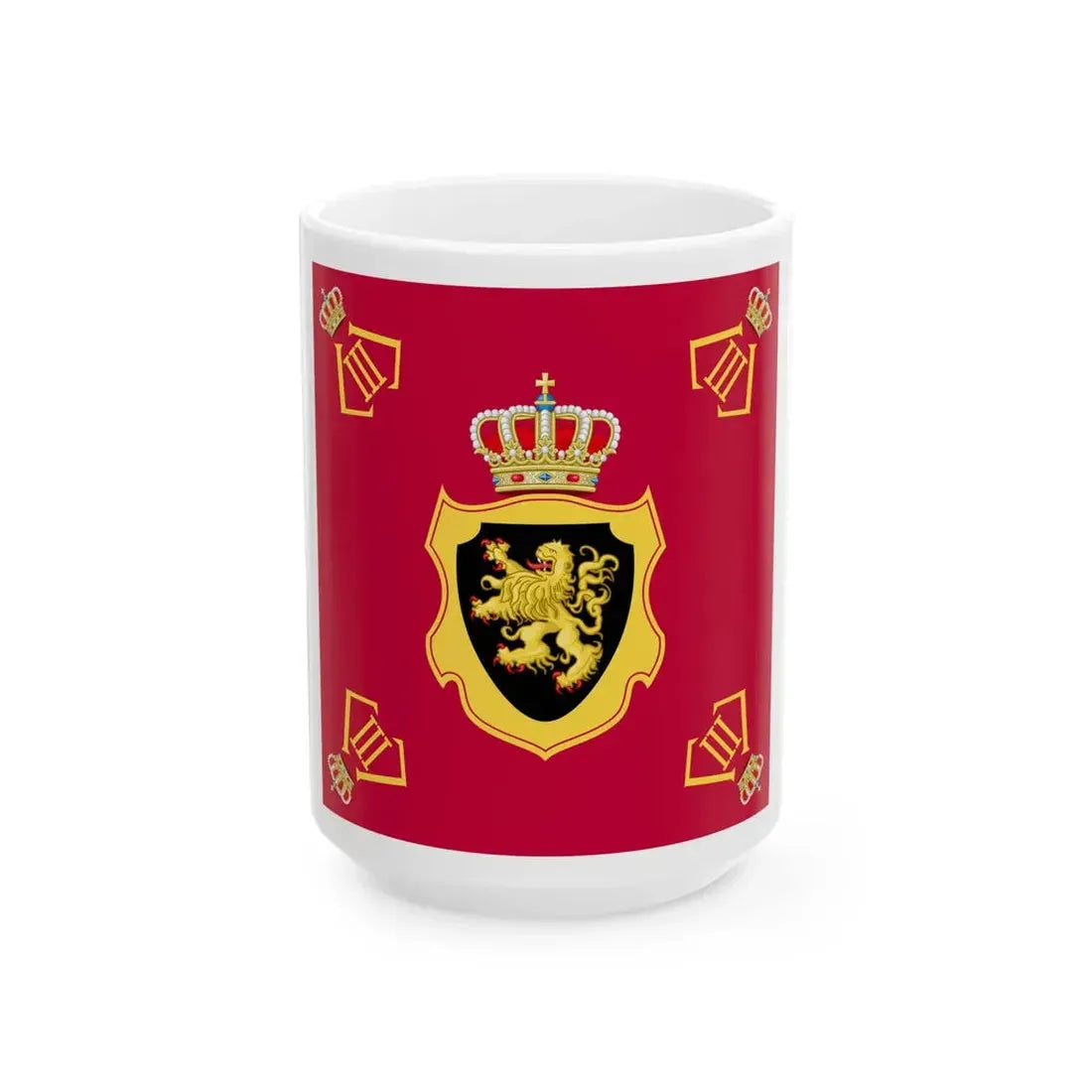 Royal Standard of King Leopold III of Belgium 1934-1951 (Belgium) White Coffee Mug 15oz - Go Mug Yourself
