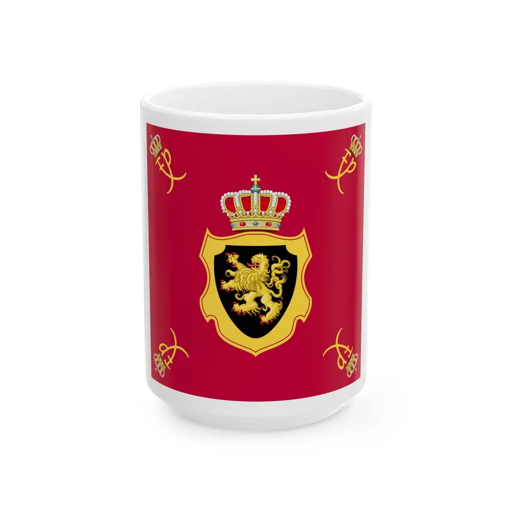 Royal Standard of King Philippe of Belgium (Belgium) White Coffee Mug 15oz - Go Mug Yourself