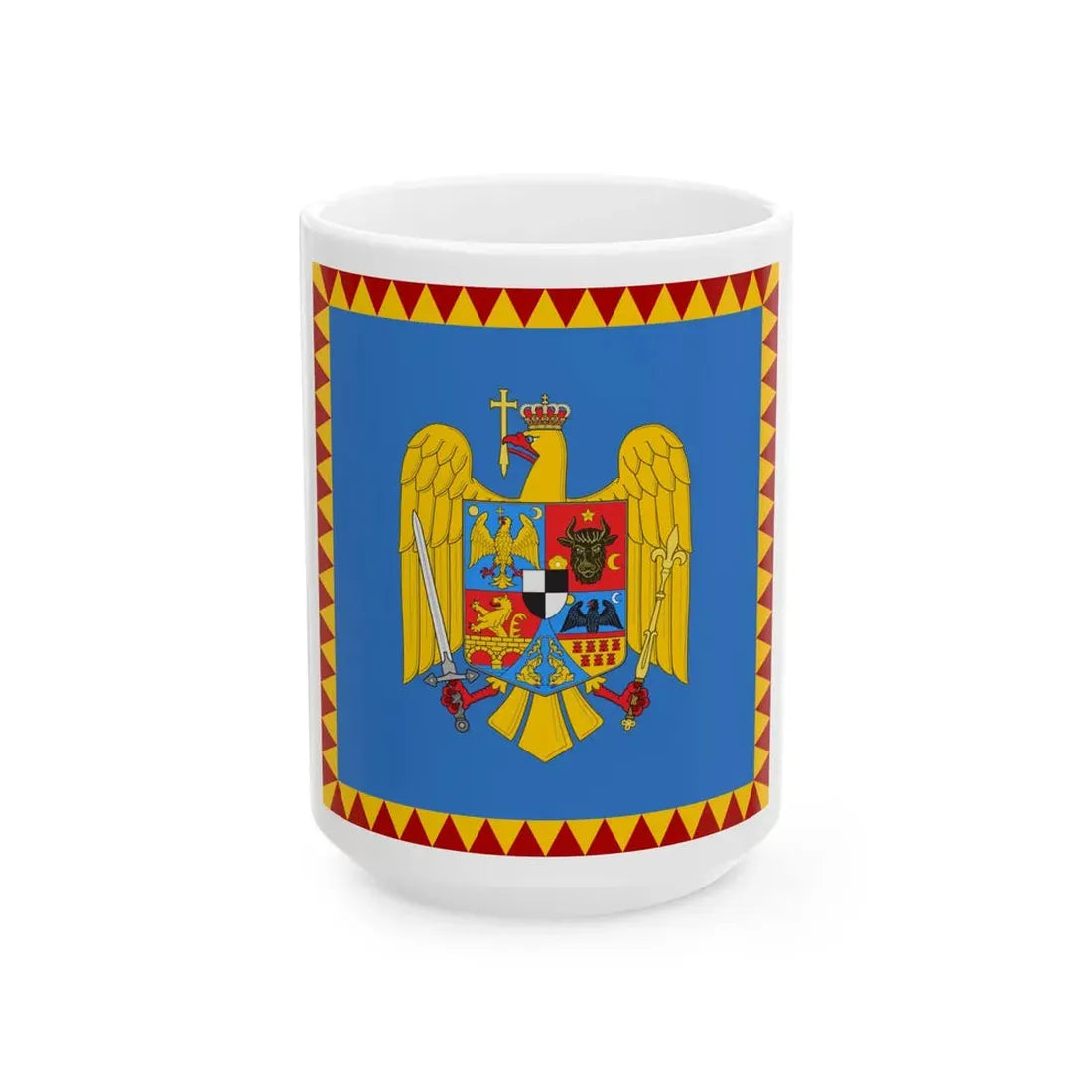 Royal standard of Romania Crown Prince 1922 model (Oman) White Coffee Mug 15oz - Go Mug Yourself