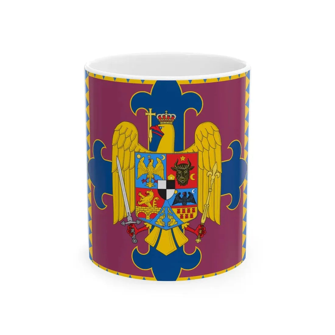 Royal standard of Romania King 1922 model (Oman) White Coffee Mug 11oz - Go Mug Yourself