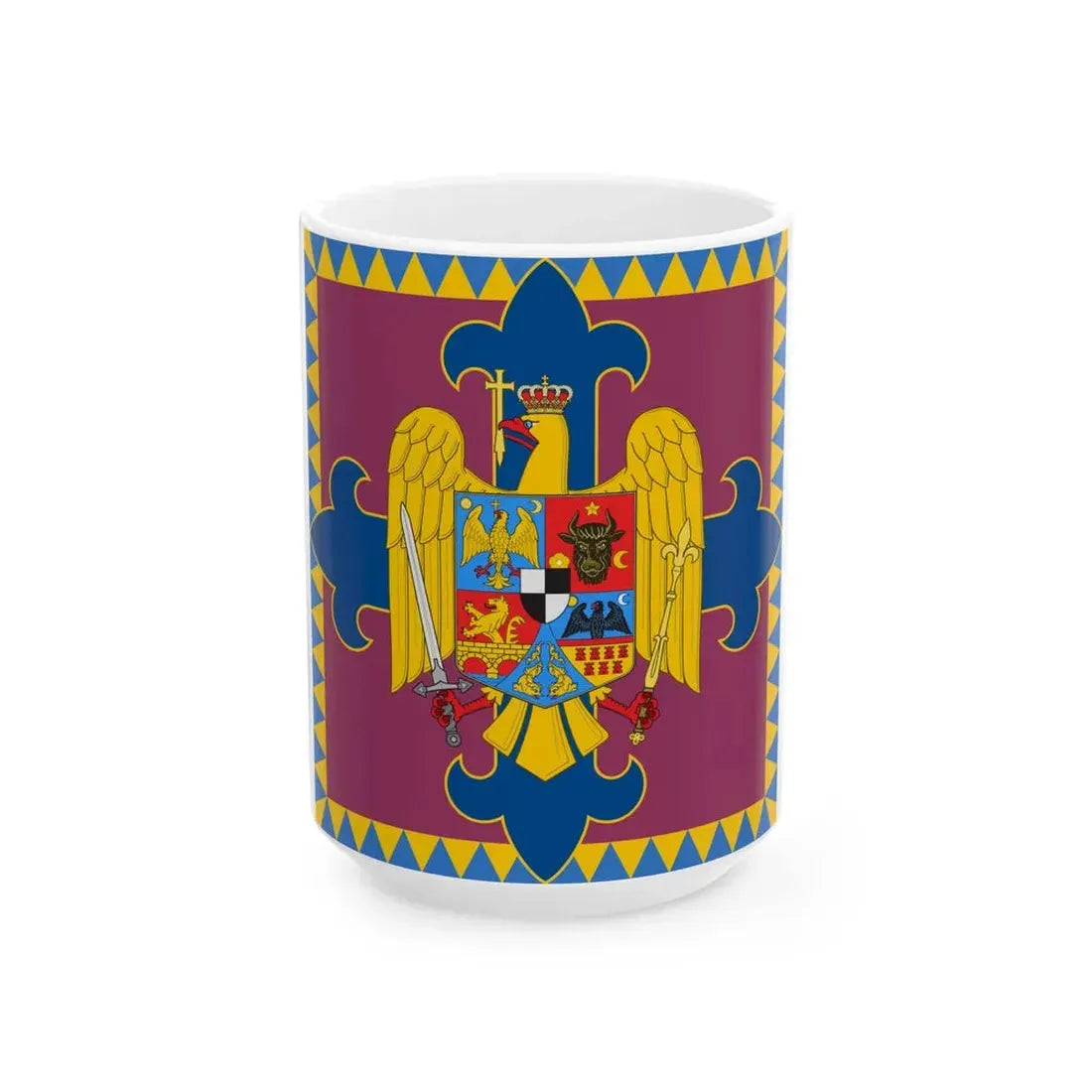 Royal standard of Romania King 1922 model (Oman) White Coffee Mug 15oz - Go Mug Yourself