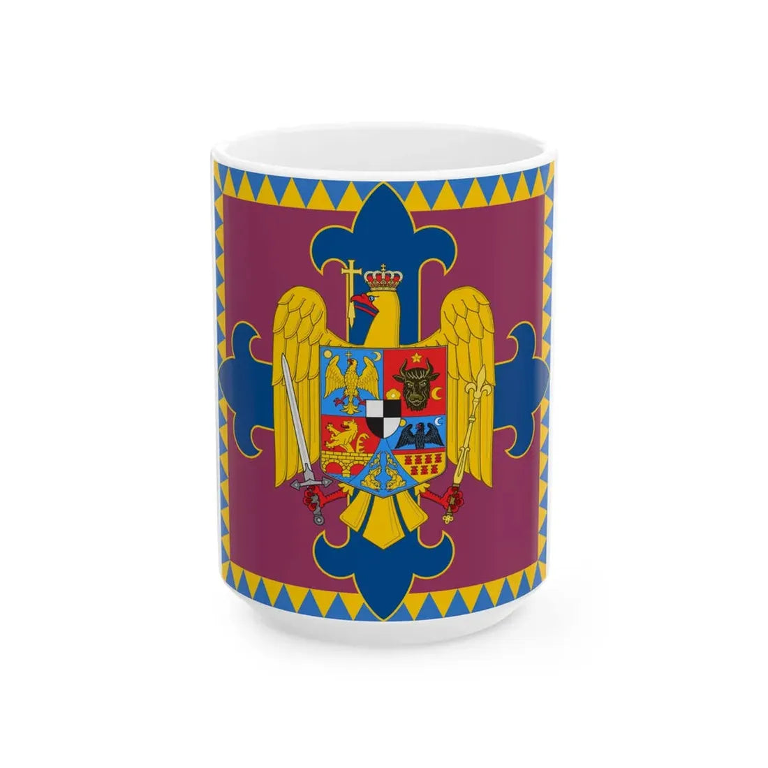 Royal standard of Romania King 1922 model (Oman) White Coffee Mug 15oz - Go Mug Yourself