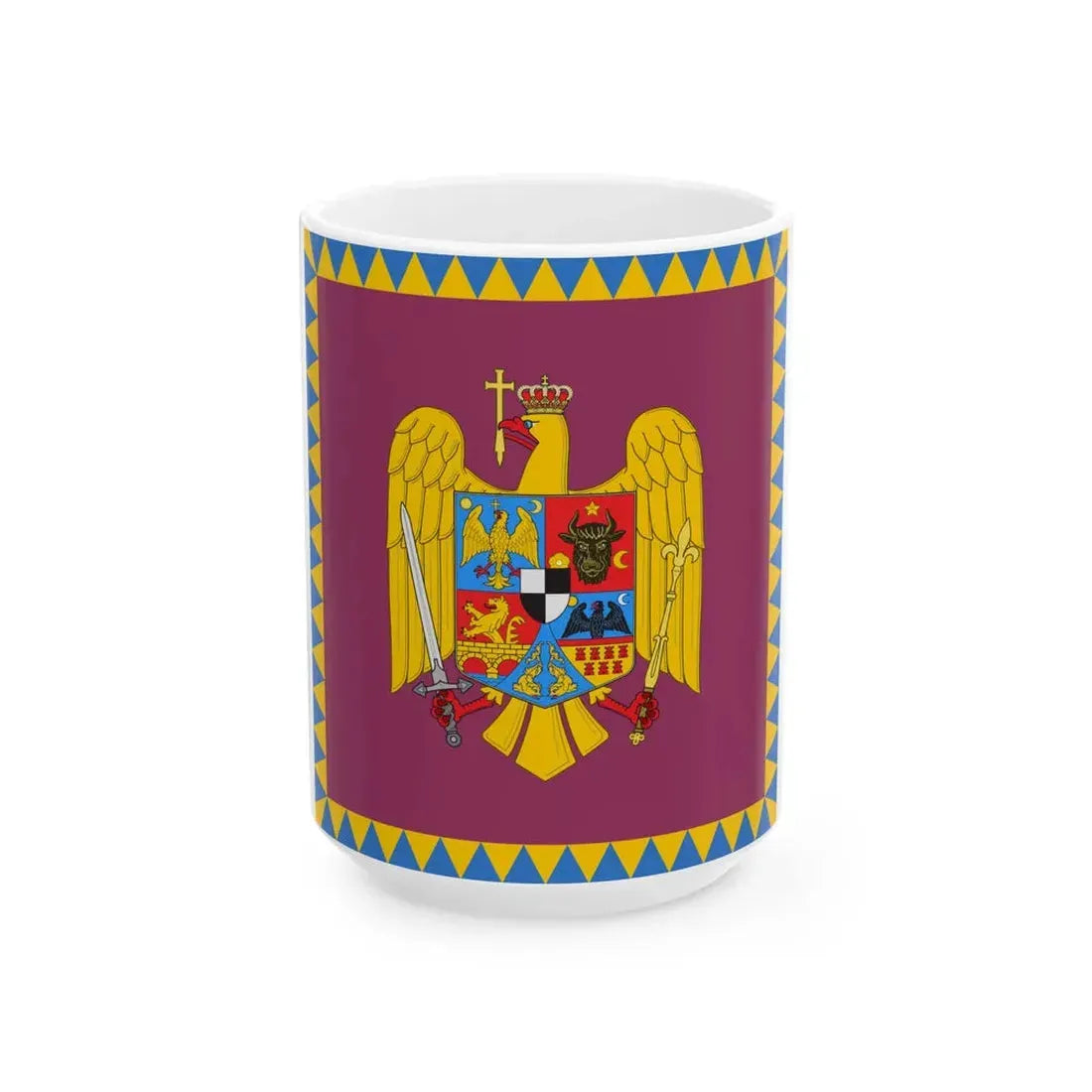 Royal standard of Romania Queen 1922 model (Oman) White Coffee Mug 15oz - Go Mug Yourself