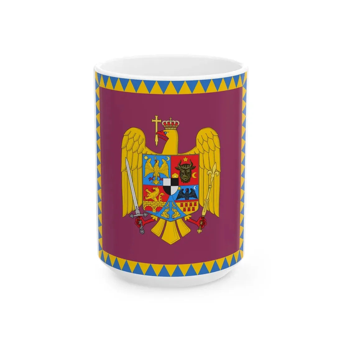 Royal standard of Romania Queen 1922 model (Oman) White Coffee Mug 15oz - Go Mug Yourself