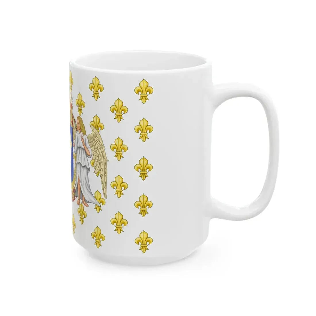 Royal Standard of the Kingdom of France with an accurate red bonnet for the crown (France) White Coffee Mug - Go Mug Yourself