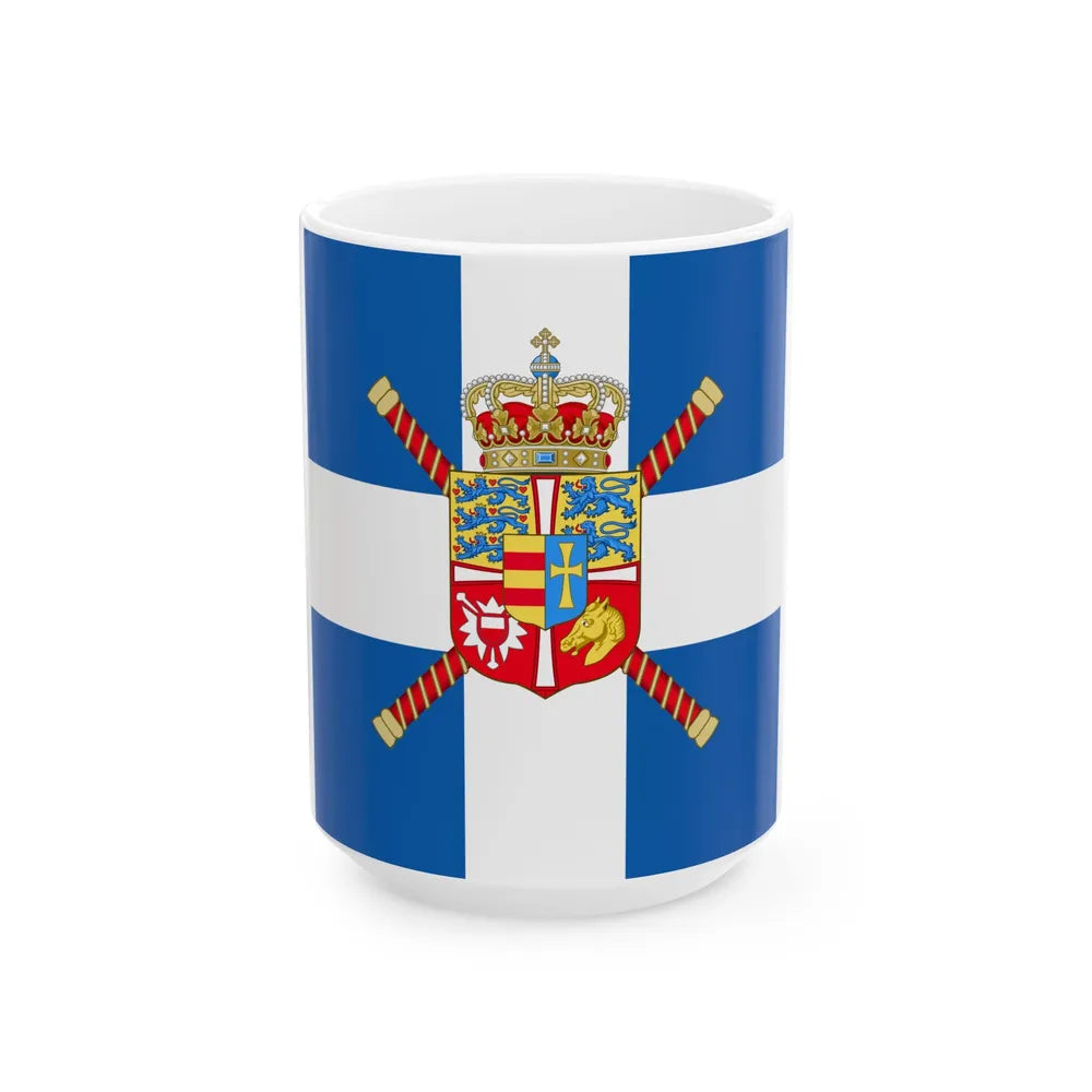 Royal Standard of the Kingdom of Greece 1914 pattern (Greece) White Coffee Mug 15oz - Go Mug Yourself