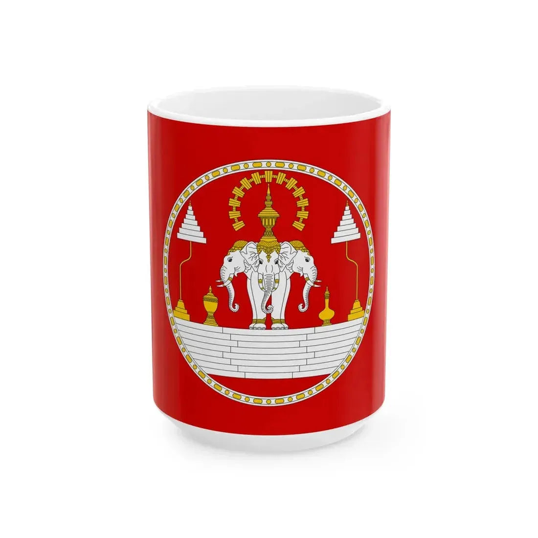 Royal Standard of the Kingdom of Laos (Laos) White Coffee Mug 15oz - Go Mug Yourself