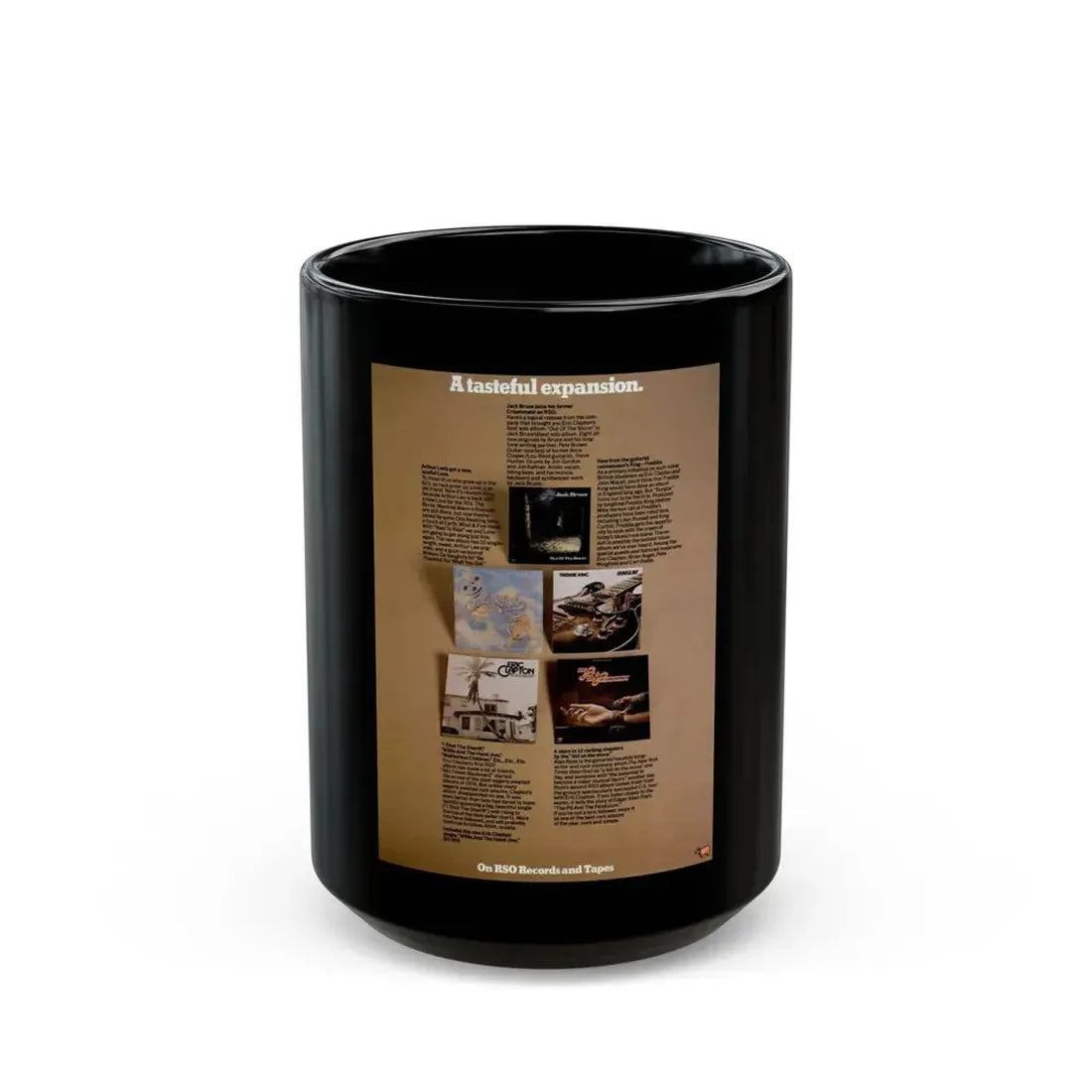 RSO Records 1974 (Music Poster) Black Coffee Mug 15oz - Go Mug Yourself