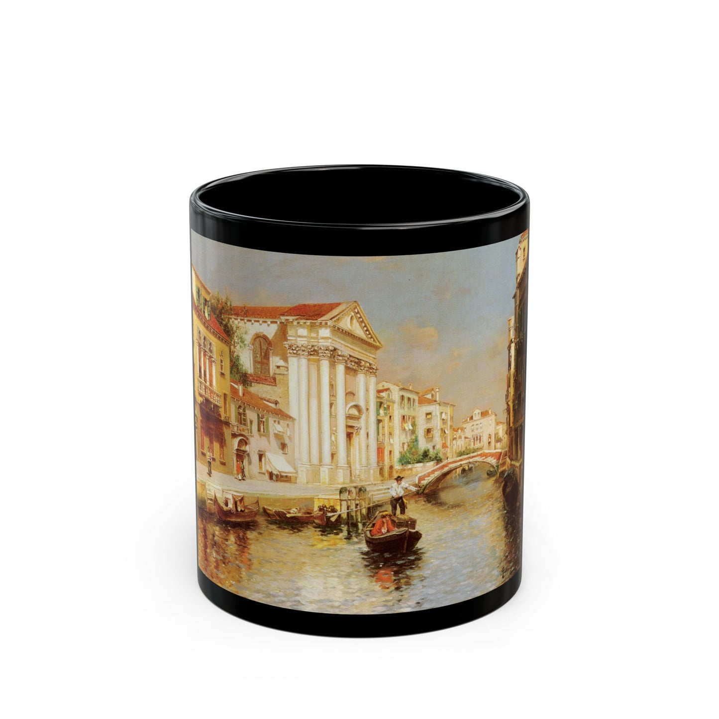 Rubens Santoro (1859-1942) a venetian canal - Black Coffee Mug-11oz-Go Mug Yourself