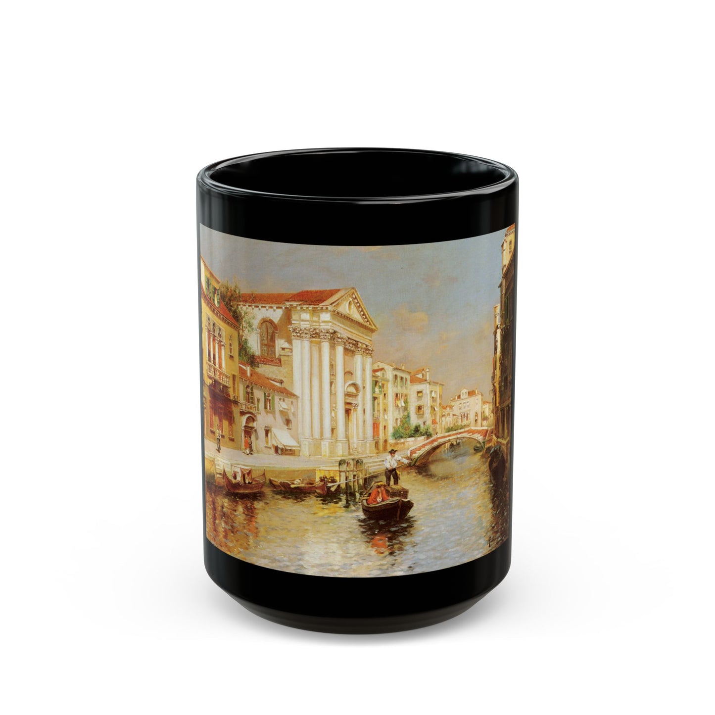 Rubens Santoro (1859-1942) a venetian canal - Black Coffee Mug-15oz-Go Mug Yourself