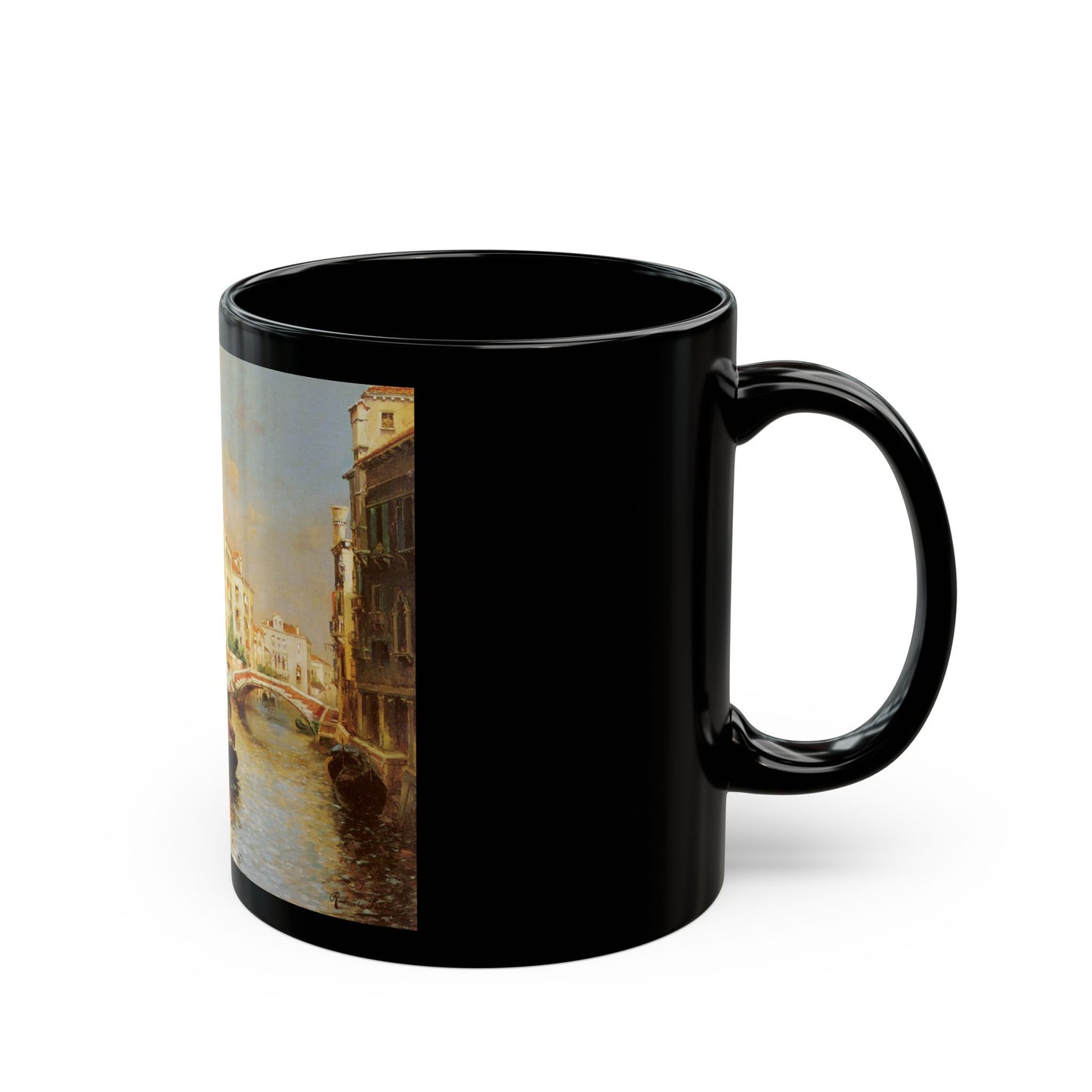Rubens Santoro (1859-1942) a venetian canal - Black Coffee Mug-Go Mug Yourself