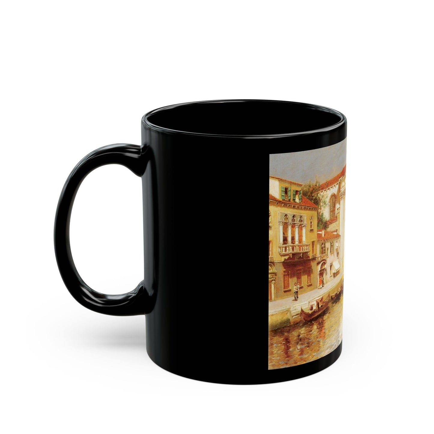 Rubens Santoro (1859-1942) a venetian canal - Black Coffee Mug-Go Mug Yourself