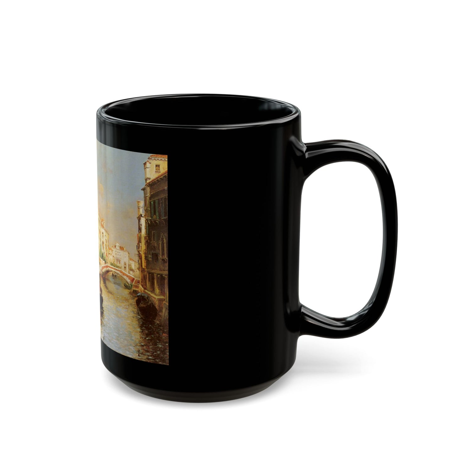 Rubens Santoro (1859-1942) a venetian canal - Black Coffee Mug-Go Mug Yourself