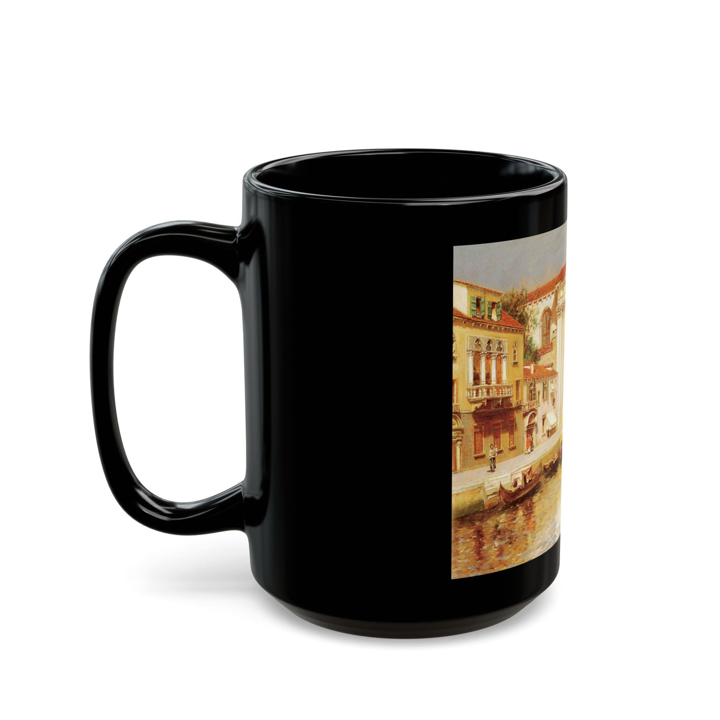 Rubens Santoro (1859-1942) a venetian canal - Black Coffee Mug-Go Mug Yourself