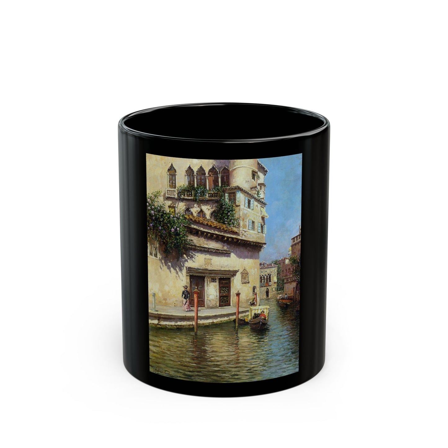 Rubens Santoro (1859-1942) A Vnetian Backwater - Black Coffee Mug-11oz-Go Mug Yourself
