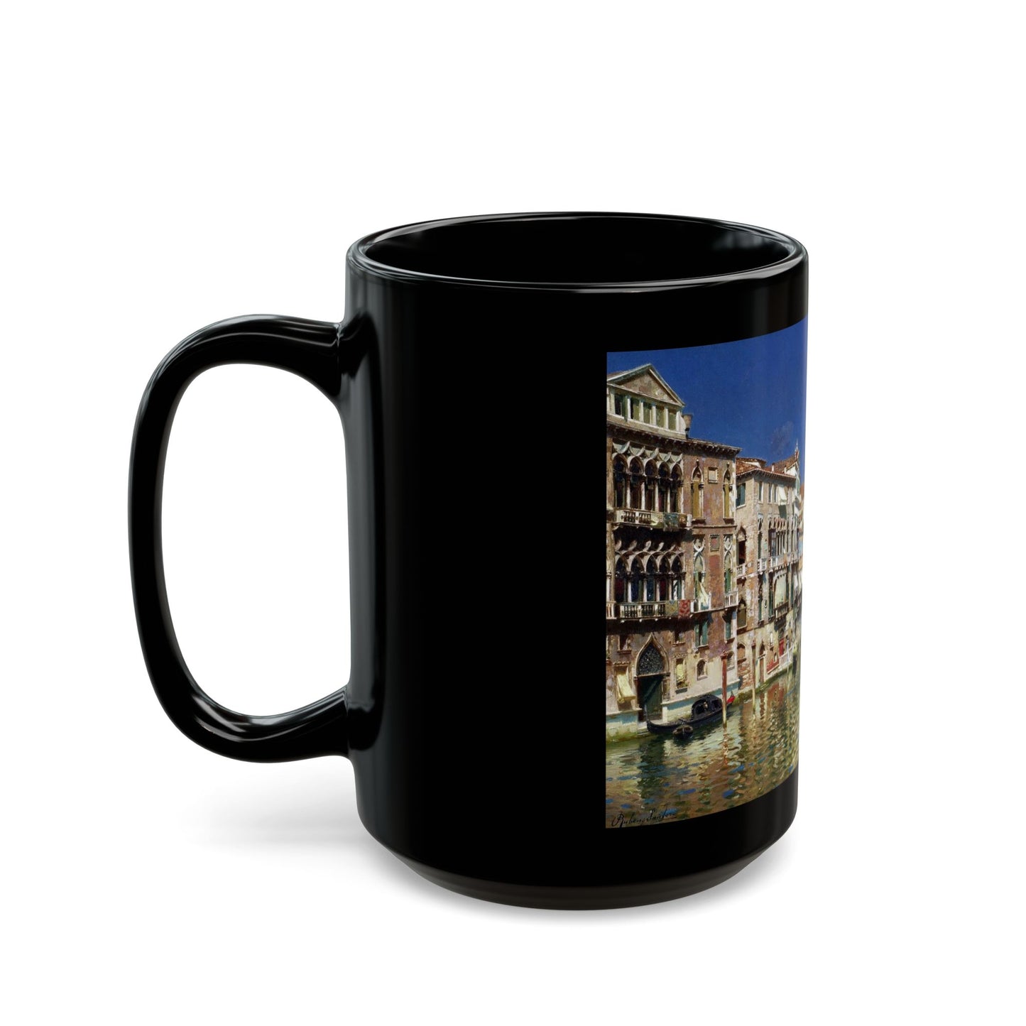 Rubens Santoro (1859-1942) The Grand Canal - Black Coffee Mug-Go Mug Yourself