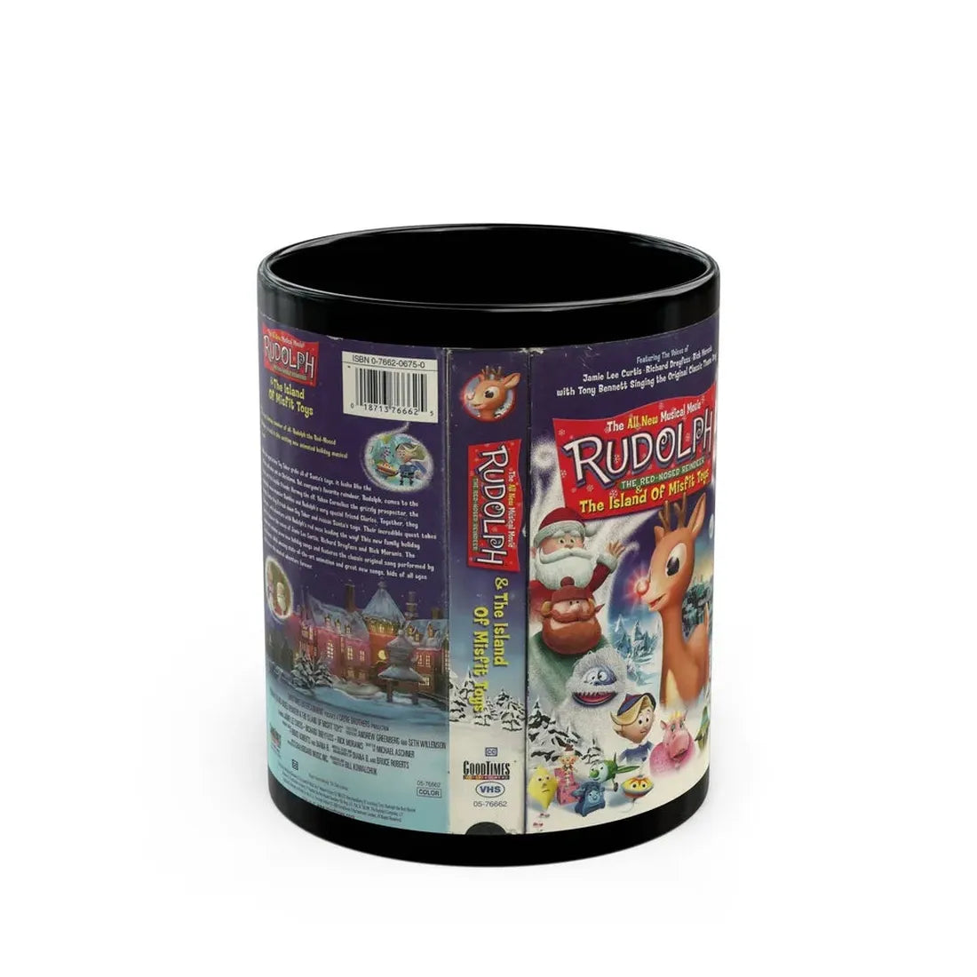 RUDOLPH AND THE ISLAND OF MISFIT TOYS (VHS COVER) - Black Coffee Mug 11oz - Go Mug Yourself