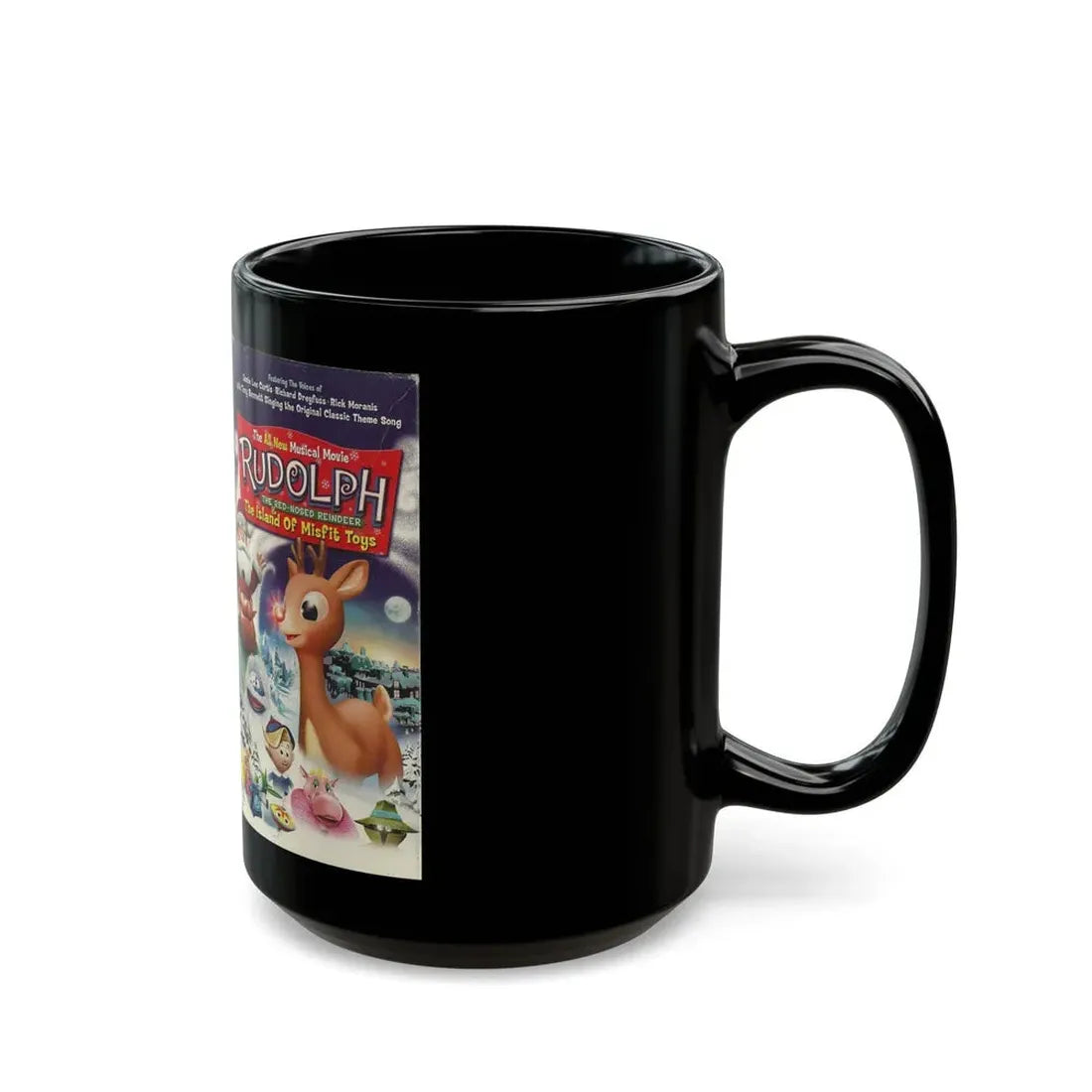 RUDOLPH AND THE ISLAND OF MISFIT TOYS (VHS COVER) - Black Coffee Mug - Go Mug Yourself