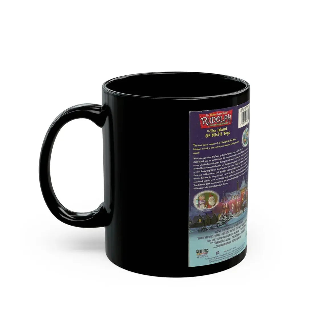 RUDOLPH AND THE ISLAND OF MISFIT TOYS (VHS COVER) - Black Coffee Mug - Go Mug Yourself