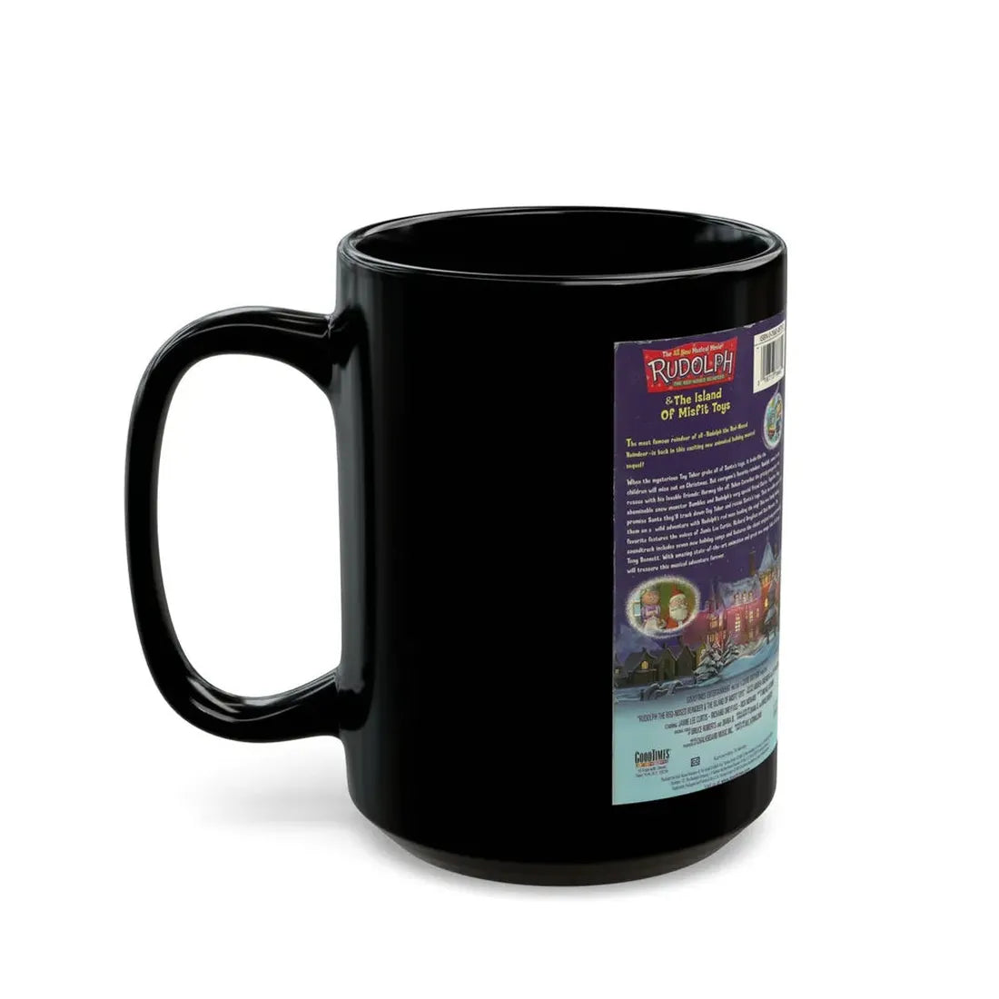 RUDOLPH AND THE ISLAND OF MISFIT TOYS (VHS COVER) - Black Coffee Mug - Go Mug Yourself