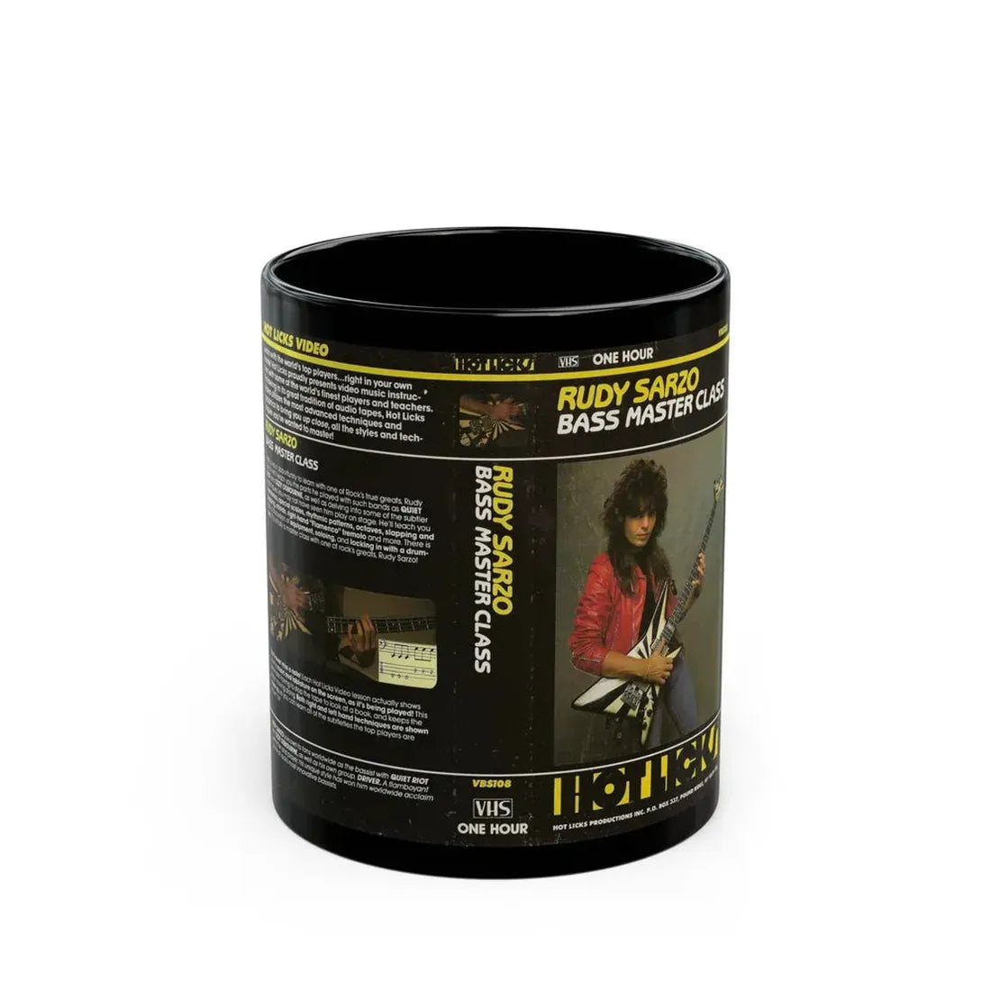 RUDY SARZO BASS MASTER CLASS (VHS COVER) - Black Coffee Mug 11oz - Go Mug Yourself