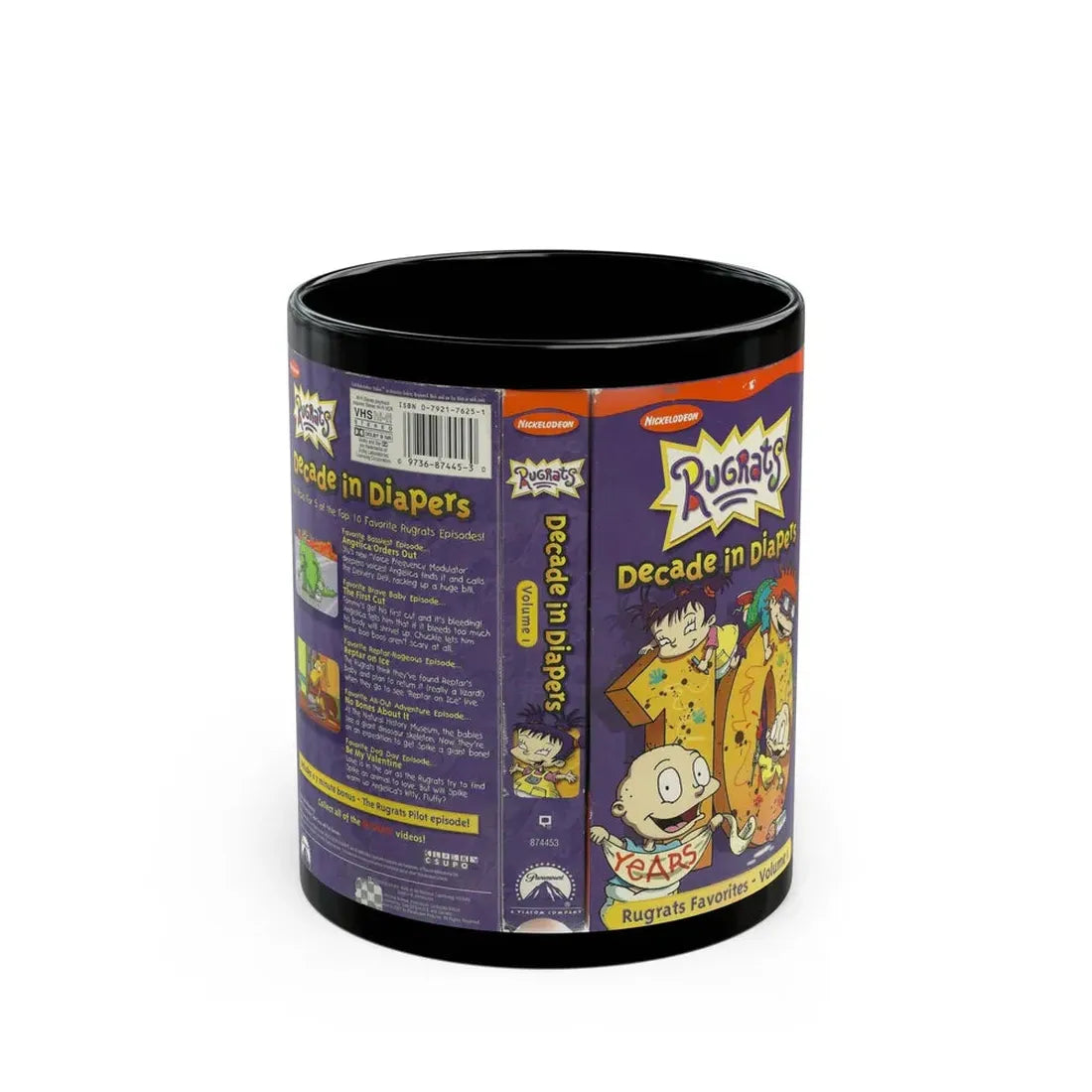 RUGRATS DECADE IN DIAPERS NICKELODEON (VHS COVER) - Black Coffee Mug 11oz - Go Mug Yourself