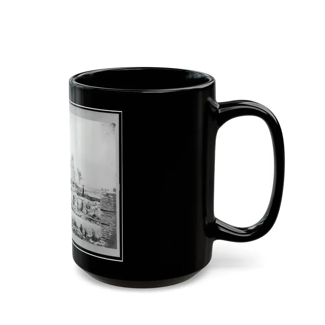 Ruins At Hampton, Virginia Showing Chimneys, And Man Standing (U.S. Civil War) Black Coffee Mug - Go Mug Yourself