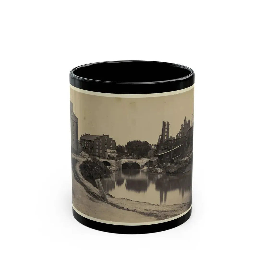 Ruins At Richmond, Va., Canal In Foreground, Ruins In Background (U.S. Civil War) Black Coffee Mug 11oz - Go Mug Yourself