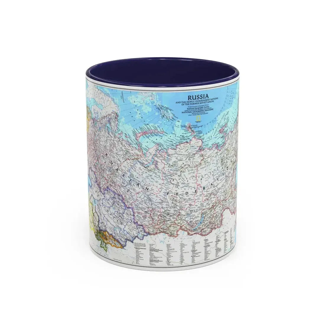 Russia and the Newly Independent Nations (1993) (Map) Accent Coffee Mug 11oz Navy - Go Mug Yourself
