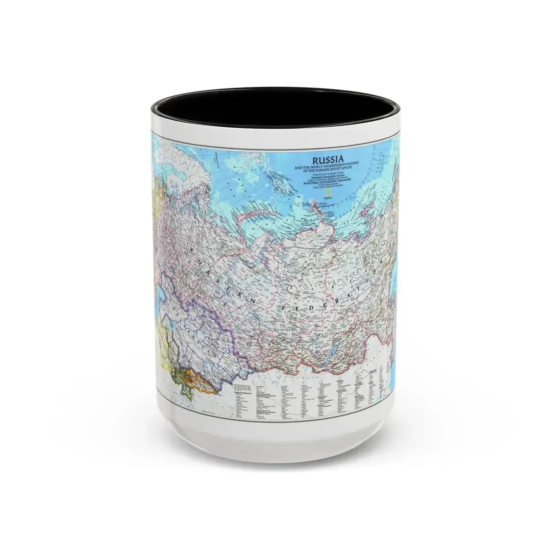 Russia and the Newly Independent Nations (1993) (Map) Accent Coffee Mug 15oz Black - Go Mug Yourself
