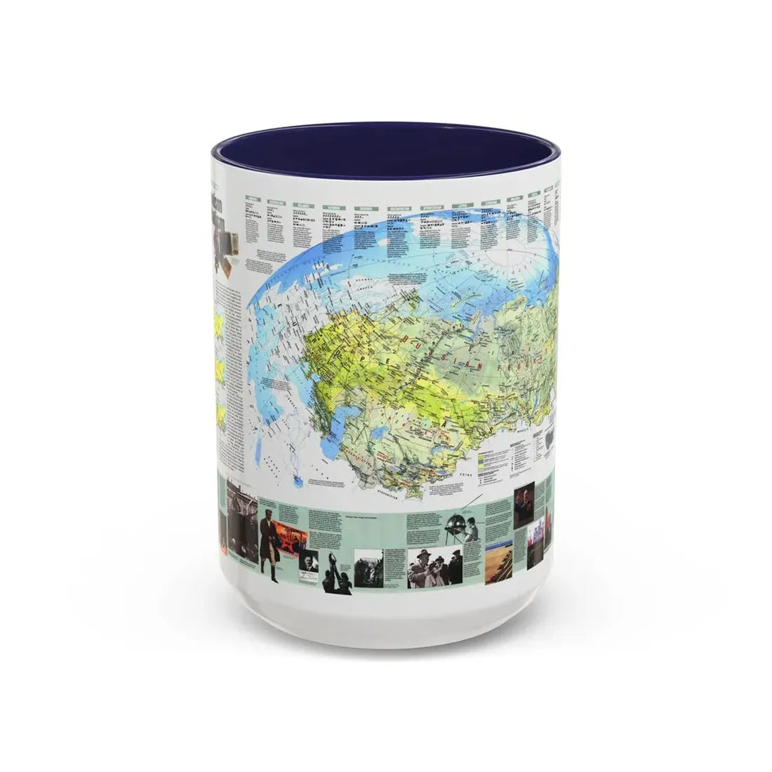 Russia - Communism to Capitalism (1993) (Map) Accent Coffee Mug 15oz Navy - Go Mug Yourself