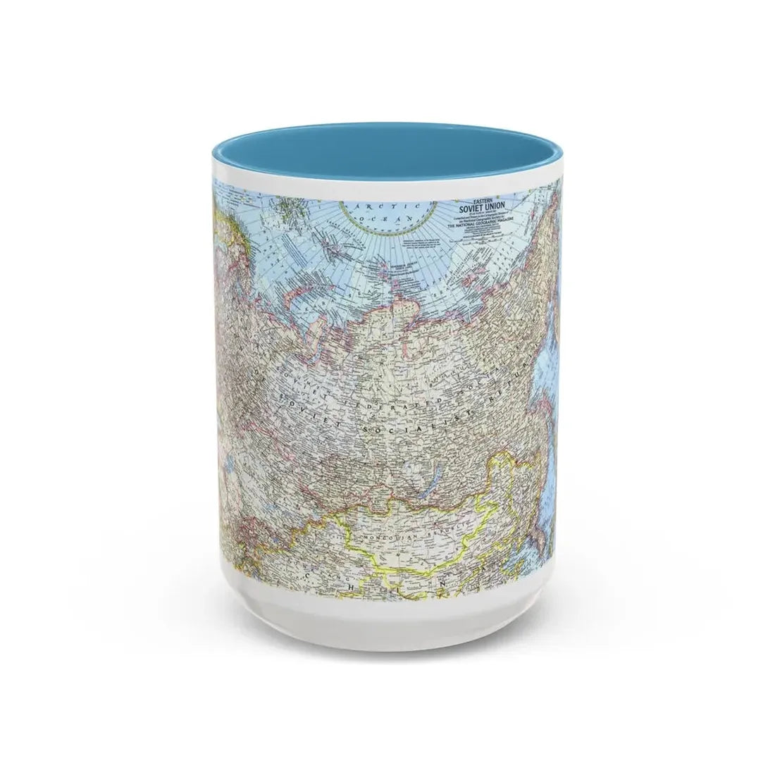 Russia - Eastern Soviet Union (1967) (Map) Accent Coffee Mug 15oz Light Blue - Go Mug Yourself