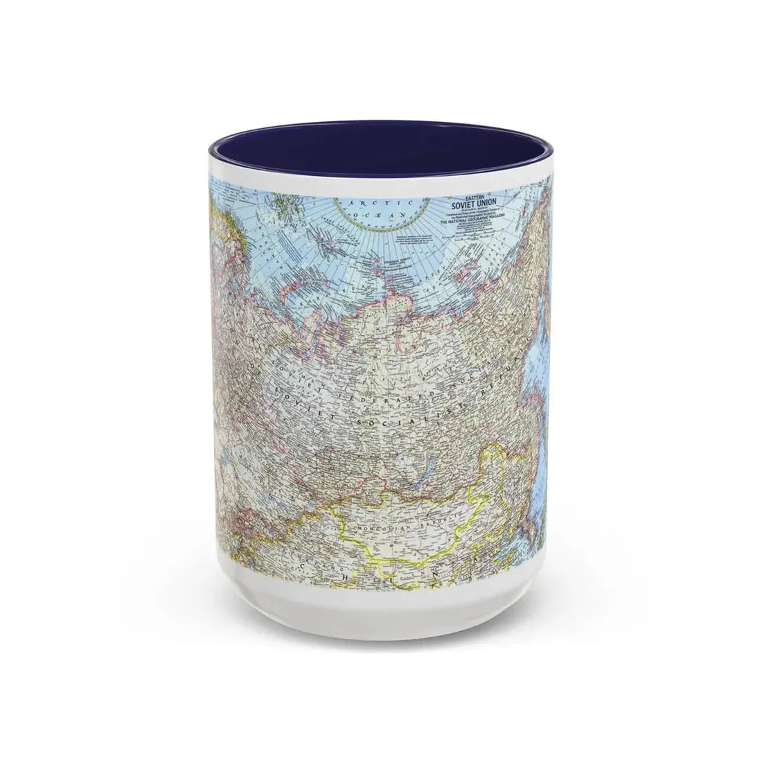 Russia - Eastern Soviet Union (1967) (Map) Accent Coffee Mug 15oz Navy - Go Mug Yourself