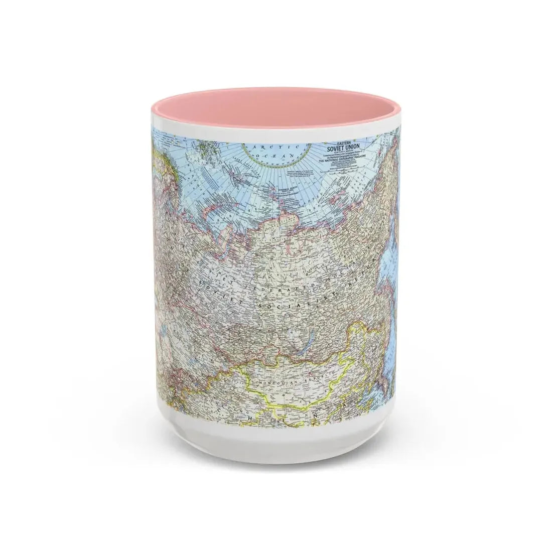 Russia - Eastern Soviet Union (1967) (Map) Accent Coffee Mug 15oz Pink - Go Mug Yourself