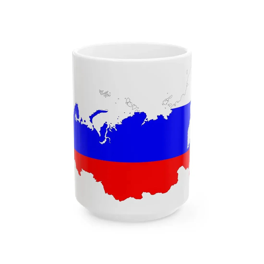Russia Flag Map (Russia) White Coffee Mug 15oz - Go Mug Yourself