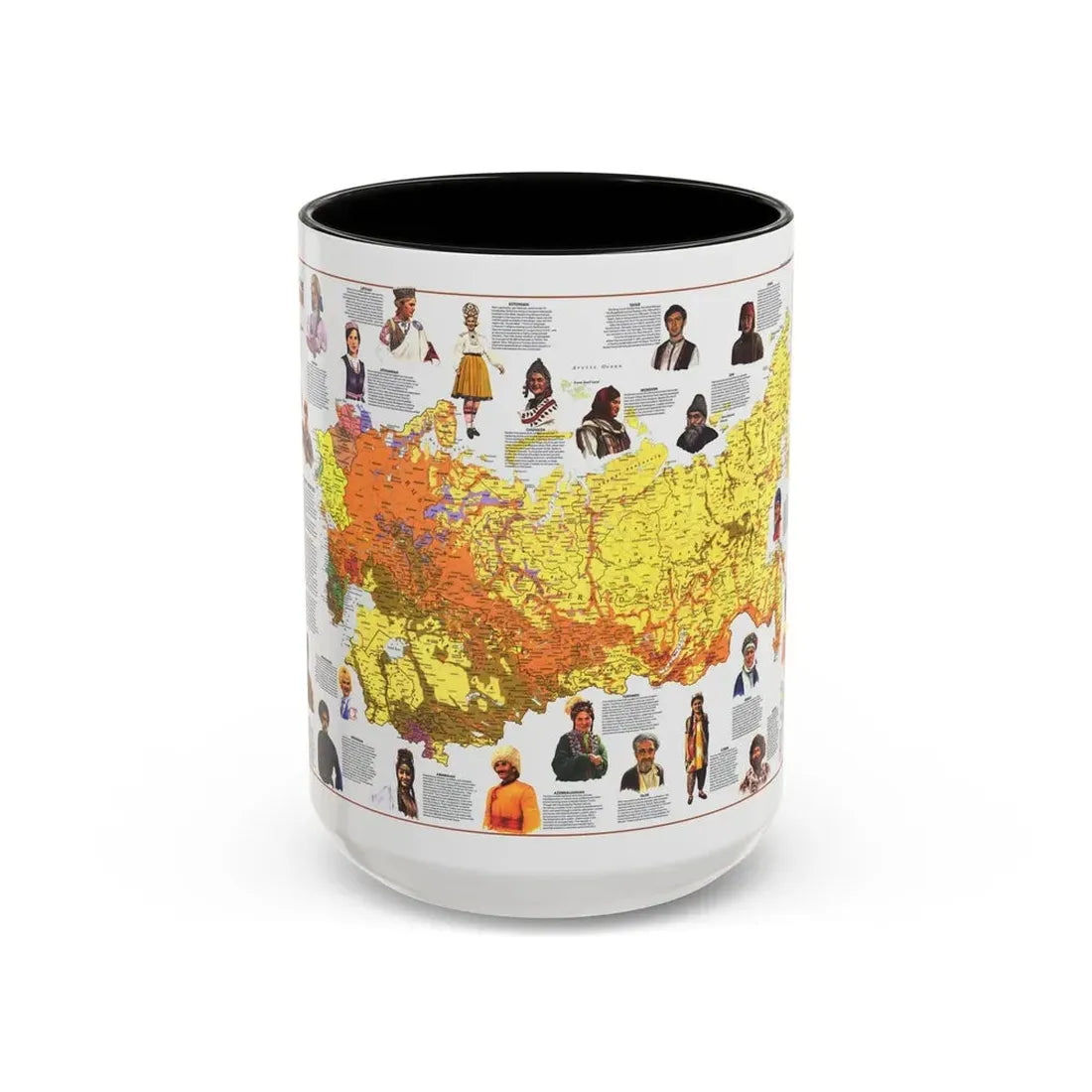 Russia - Peoples of the Soviet Union (1976) (Map) Accent Coffee Mug 15oz Black - Go Mug Yourself