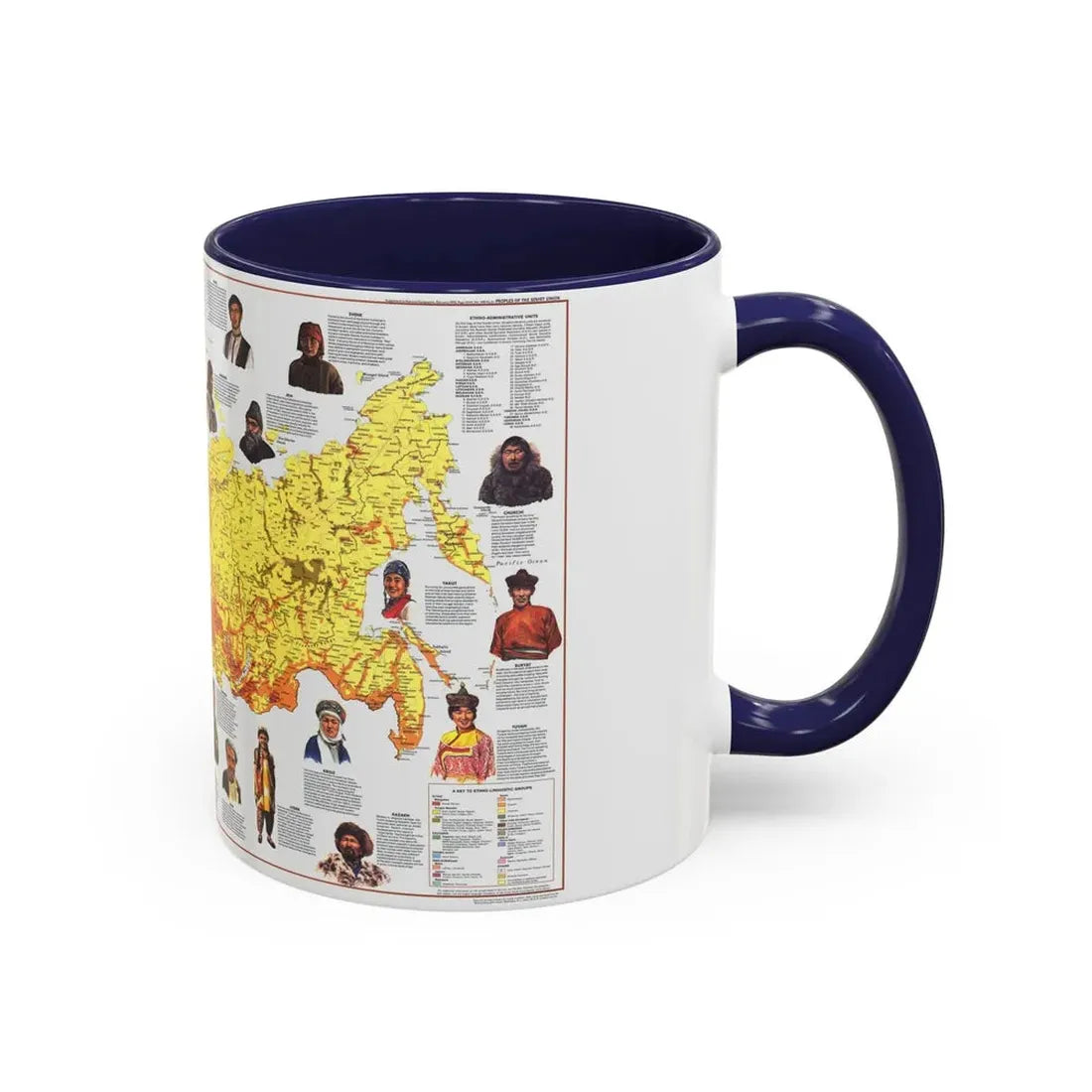 Russia - Peoples of the Soviet Union (1976) (Map) Accent Coffee Mug - Go Mug Yourself