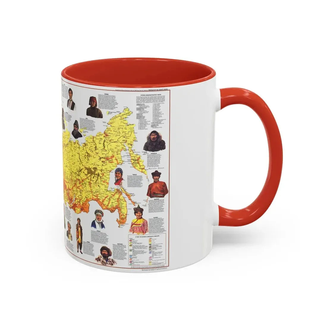 Russia - Peoples of the Soviet Union (1976) (Map) Accent Coffee Mug - Go Mug Yourself