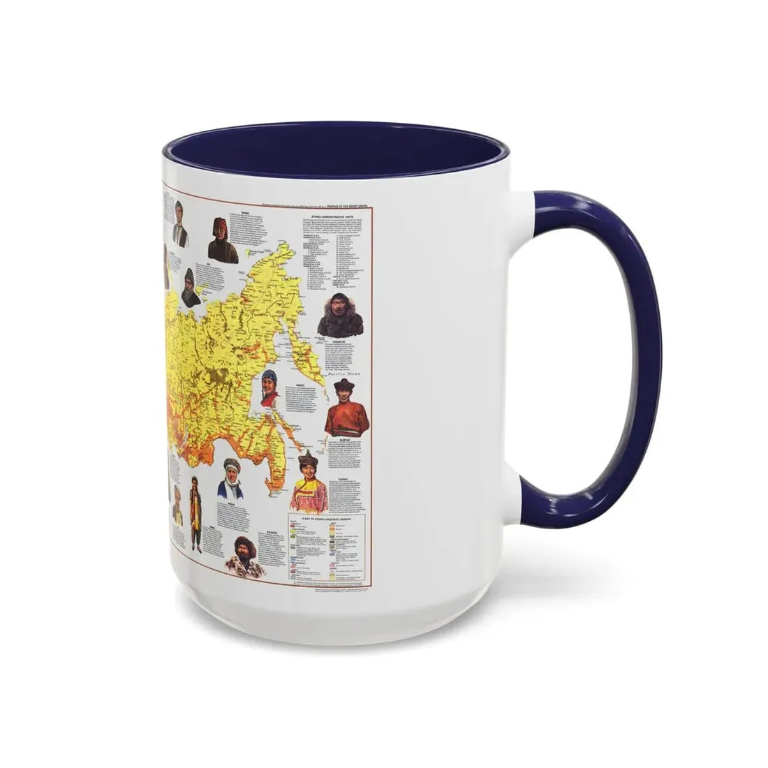 Russia - Peoples of the Soviet Union (1976) (Map) Accent Coffee Mug - Go Mug Yourself